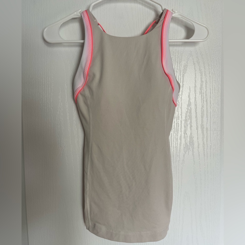 Lululemon Athletica Tan and Pink Fitted Tank Top